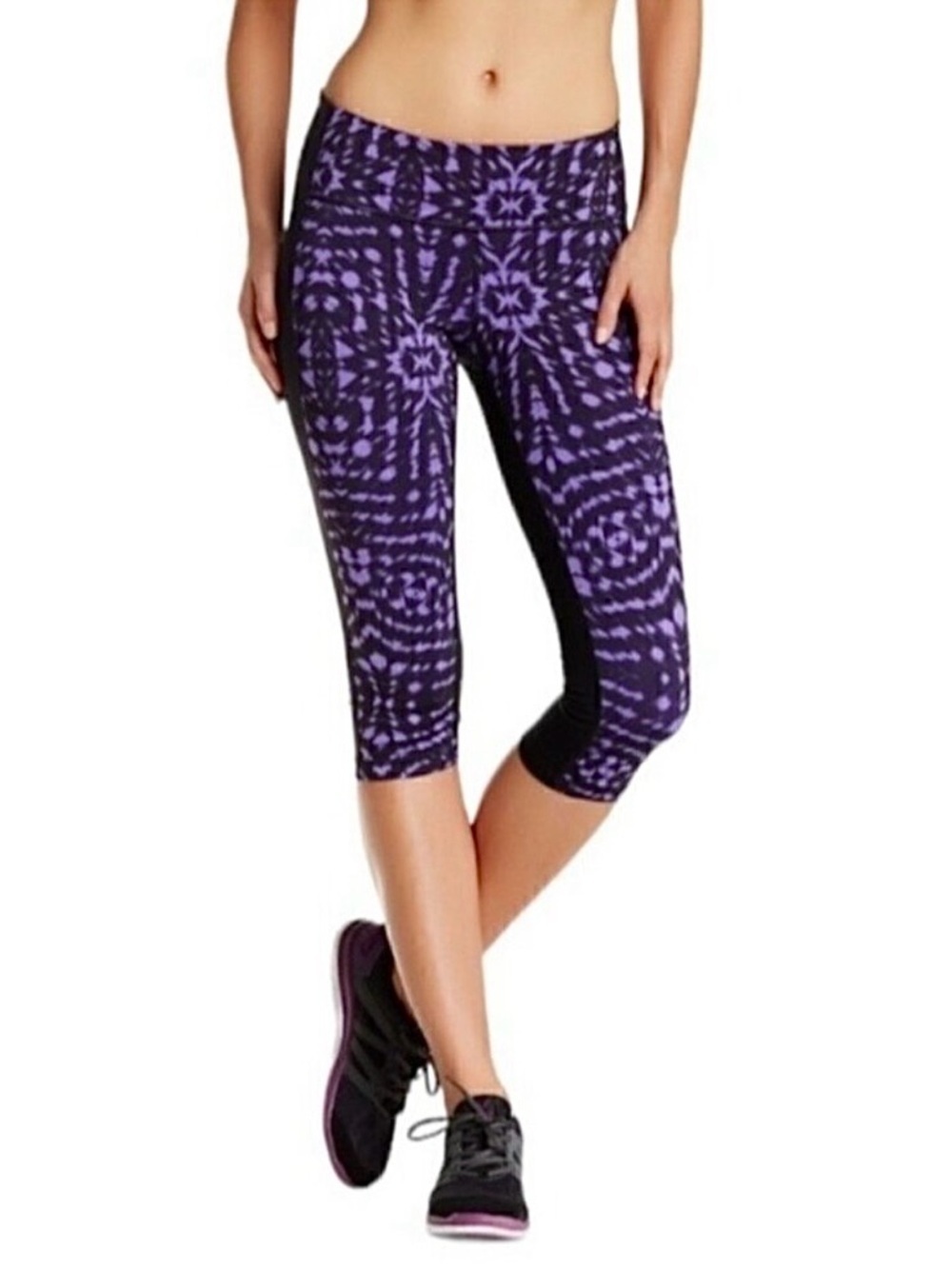 NWOT Z By Zella Purple Print Panel Capri Legging Sz.M